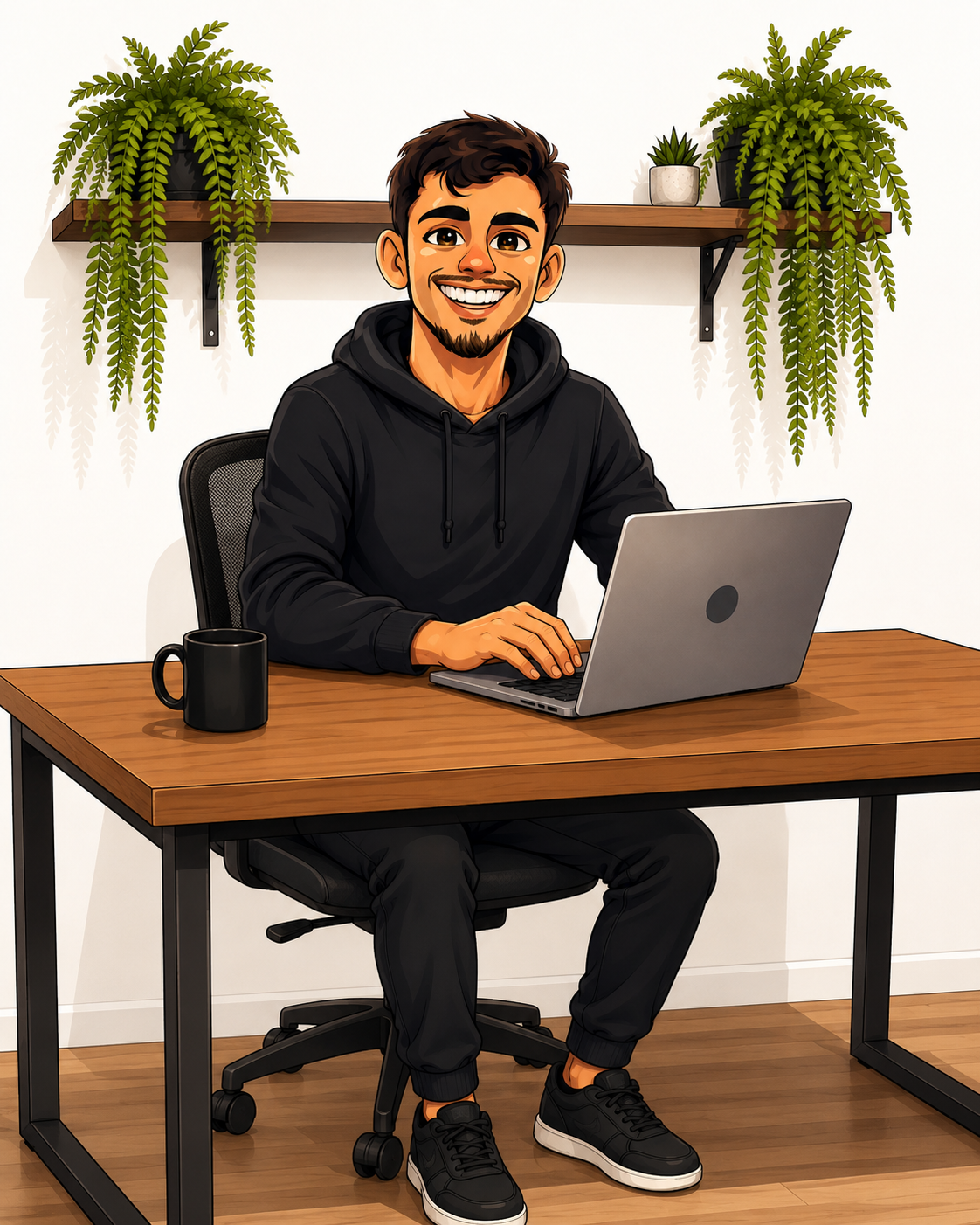 Ilustração de Arthur Ferreira desenvolvendo em seu escritório